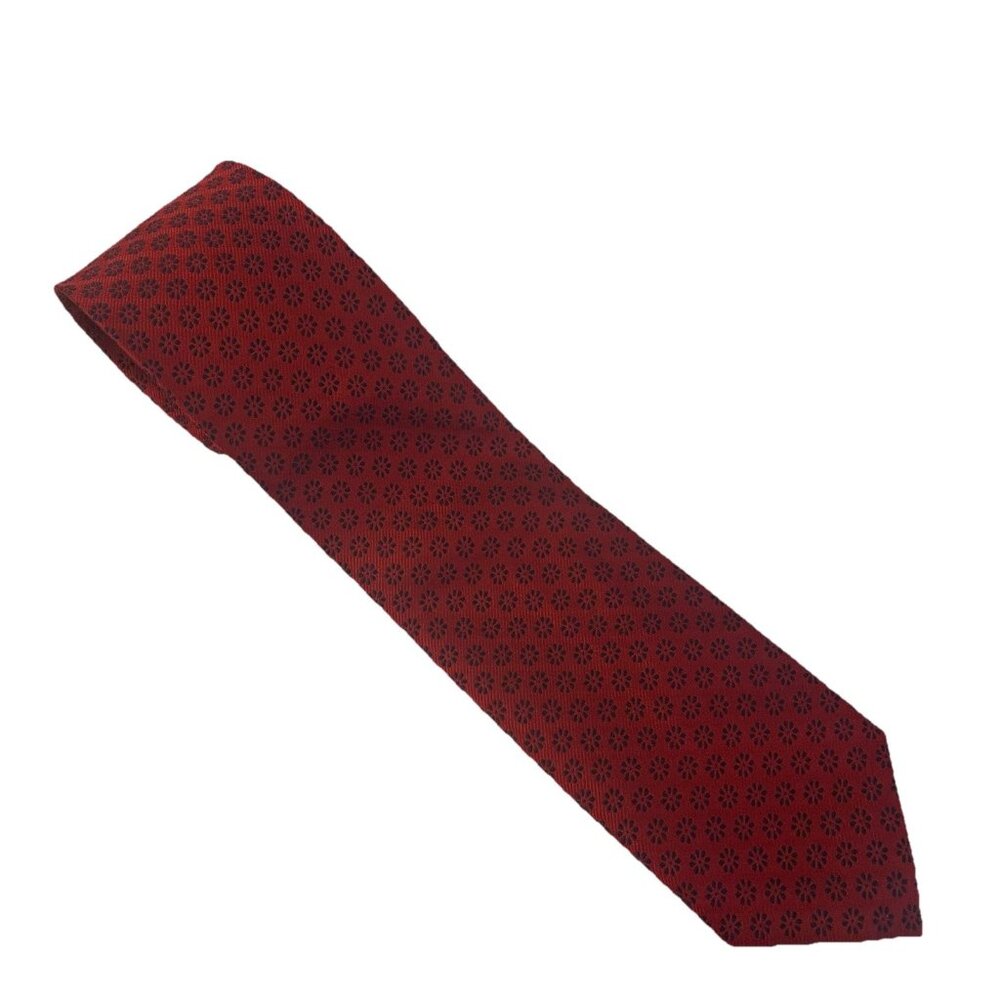 PRONTO UOMO Men's XLong Repp Silk Tie Foulard Burgundy Floral NEW MSRP: $54.99